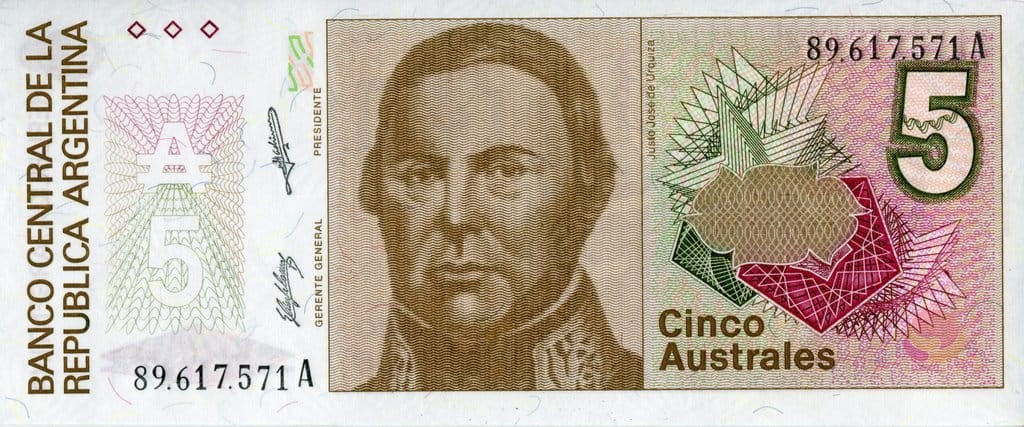 Argentyna 5 australes Urouiza 1987 P-324b