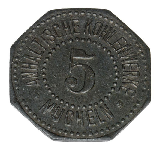 5 fenigów Mucheln Anhaltische Kohlenwerke