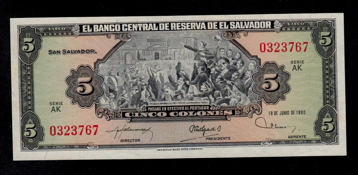 Salwador 5 colon 1980 P-132a