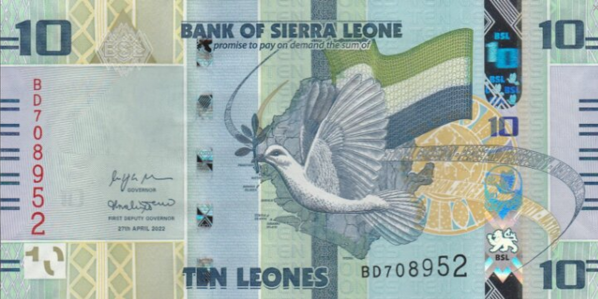 Sierra Leone 10 le Gołąbek 2022 P-37